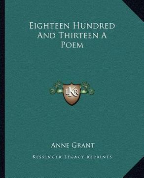 portada eighteen hundred and thirteen a poem (in English)