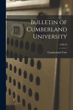 portada Bulletin of Cumberland University; 1928-29 (en Inglés)