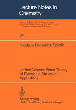 portada unified valence bond theory of electronic structure: applications (en Inglés)