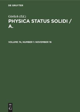 portada Physica Status Solidi / a. , Volume 74, Number 1, November 16 (en Inglés)