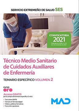 portada Técnico Medio Sanitario de Cuidados Auxiliares de Enfermería del Servicio Extremeño de Salud (Ses). Temario Específico Volumen 2
