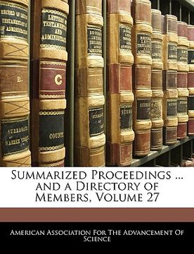 portada summarized proceedings ... and a directory of members, volume 27 (en Inglés)