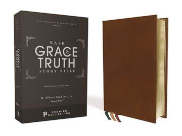 portada Nasb, the Grace and Truth Study Bible, Premium Goatskin Leather, Brown, Premier Collection, Black Letter, 1995 Text, art Gilded Edges, Comfort Print (en Inglés)