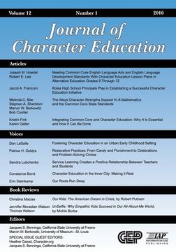 portada Journal of Character Education, Vol 12, Issue 1, 2016