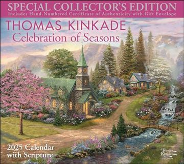 portada Thomas Kinkade Special Collector's Edition With Scripture 2025 Deluxe Wall Calen: Celebration of Seasons