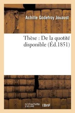 portada Thèse: de la Quotité Disponible (en Francés)