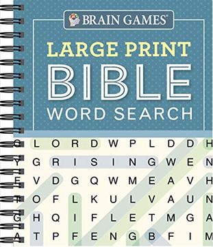 portada Brain Games - Large Print Bible Word Search (Blue) (Brain Games - Bible) (en Inglés)