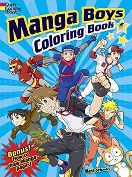 portada Manga Boys Coloring Book (Dover Coloring Books) (in English)