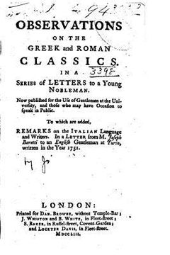 portada Observations on the Greek and Roman Classics (en Inglés)