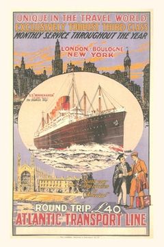 portada Vintage Journal Transatlantic Ship Travel Poster (en Inglés)