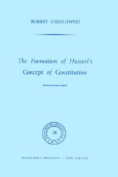 portada the formation of husserl's concept of constitution: reprint