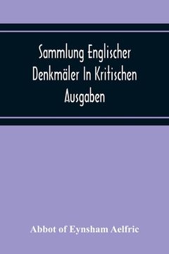 portada Sammlung Englischer Denkmäler In Kritischen Ausgaben (en Inglés)