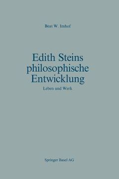 portada Edith Steins Philosophische Entwicklung: Leben Und Werk (in German)