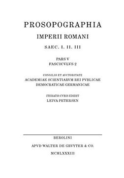 portada (m) (Prosopographia Imperii Romani, Fascicle 2) (en Inglés)