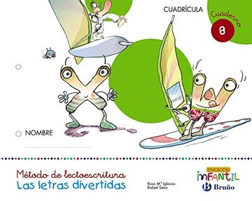 portada Las letras divertidas, cuaderno 8, 5 años educación infantil, cuaderno del alumno (cuadrícula) (Paperback) (in Spanish)