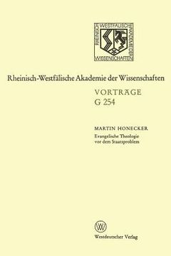 portada Evangelische Theologie VOR Dem Staatsproblem: 256. Sitzung Am 18. März 1981 in Düsseldorf (in German)