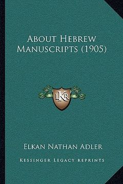 portada about hebrew manuscripts (1905) (en Inglés)