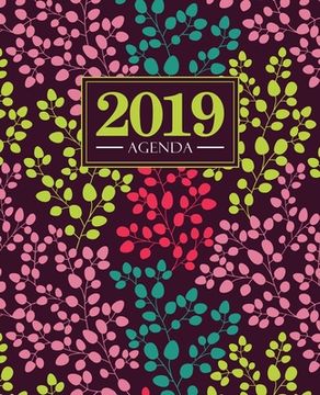 portada Agenda 2019: 19x23cm: Agenda 2019 semainier: Motif floral tendance, jaune, rose, bleu canard et corail 5678