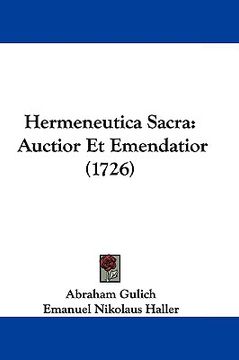 portada hermeneutica sacra: auctior et emendatior (1726) (en Inglés)