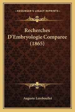 portada Recherches D'Embryologie Comparee (1865)