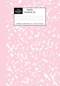 portada Marble Notebook A5: Pastel Pink Marble Wide Ruled Journal (en Inglés)