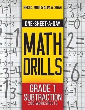 portada One-Sheet-A-Day Math Drills: Grade 1 Subtraction - 200 Worksheets (Book 2 of 24)
