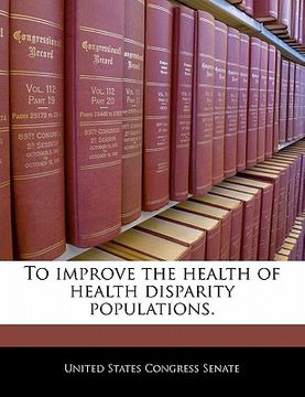 portada to improve the health of health disparity populations. (en Inglés)