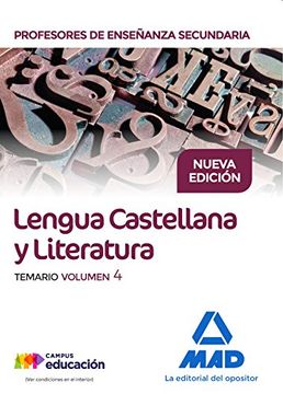 portada Cuerpo de Profesores de Enseñanza Secundaria. Lengua Castellana y Literatura. Temario Volumen 4