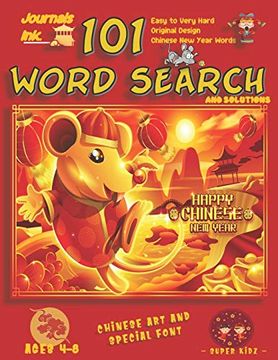 portada 101 Word Search for Kids: Super Kidz Book. Children - Ages 4-8. Chinese new Year, Bright red Rat. Custom art and Letters Interior w. Time! (Superkidz - new Year Search for Kids) 