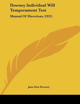 portada downey individual will temperament test: manual of directions (1921) (in English)