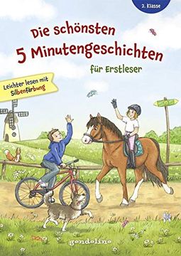 portada Die Schönsten 5 Minutengeschichten für Erstleser (Mädchen Jungen), 2. Klasse - Leichter Lesen mit Silbenfärbung - Kinderbücher ab 7-8 Jahre (en Alemán)