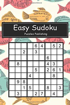 portada Easy Sudoku: Sudoku Puzzle Game for Beginers With Hand Drawn Cute Fishes Seamless Background Cover (en Inglés)