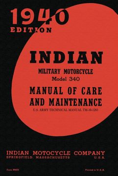 portada Indian Military Motorcycle Model 340 Manual of Care and Maintenance (en Inglés)