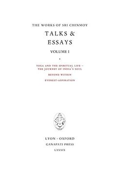 portada Sri Chinmoy: Talks & Essays i (26) (Works of sri Chinmoy) (en Inglés)