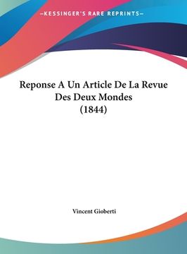 portada Reponse A Un Article De La Revue Des Deux Mondes (1844) (en Francés)