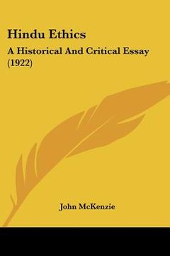 portada hindu ethics: a historical and critical essay (1922) (en Inglés)