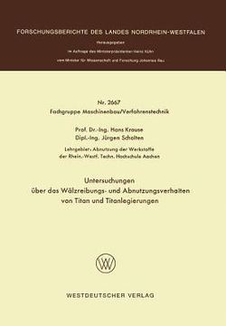 portada Untersuchungen Über Das Wälzreibungs- Und Abnutzungsverhalten Von Titan Und Titanlegierungen (in German)