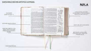 Nbla, Biblia Edición Artística Ilustrada, Leathersoft, Multicolor/Crema, Palabras de Jesús en Rojo