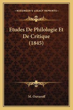 portada Etudes De Philologie Et De Critique (1845) (en Francés)