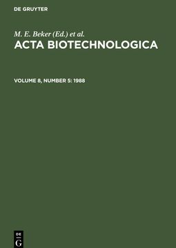 portada Acta Biotechnologica, Volume 8, Number 5, Acta Biotechnologica (1988) (in English)