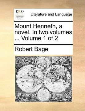 portada mount henneth, a novel. in two volumes ... volume 1 of 2 (in English)