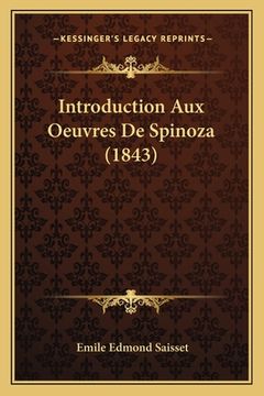 portada Introduction Aux Oeuvres De Spinoza (1843) (en Francés)