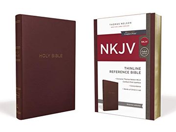 portada Nkjv, Thinline Reference Bible, Leather-Look, Burgundy, red Letter Edition, Comfort Print (en Inglés)