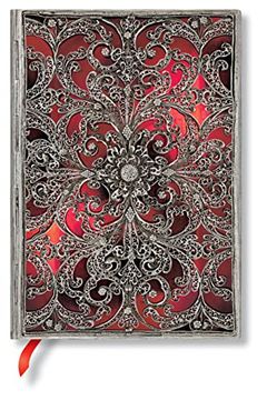 portada Paperblanks | Garnet | Silver Filigree Collection | Softcover Flexi | Midi | Unlined | Elastic Band Closure | 176 pg | 100 gsm (in English)