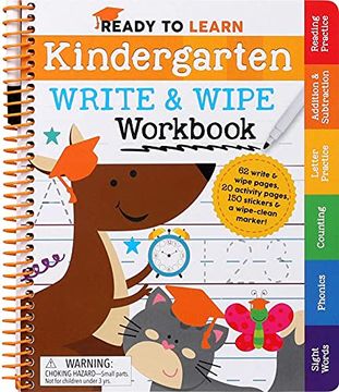 portada Kindergarten Write and Wipe Workbook: Addition, Subtraction, Sight Words, Letter Sounds, and Letter Tracing (Ready to Learn) (en Inglés)