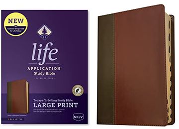 portada Nkjv Life Application Study Bible, Third Edition, Large Print (Red Letter, Leatherlike, Brown (en Inglés)