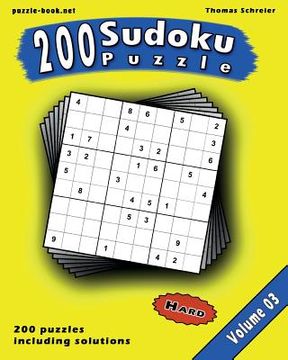 portada Sudoku: 200 Hard 9x9 Sudoku, Vol. 3 (en Inglés)