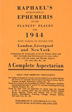 portada Raphael's Astronomical Ephemeris 1944: With Tables of Houses for London, Liverpool and new York