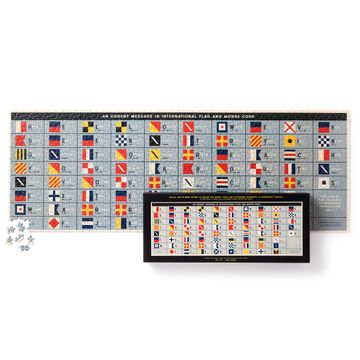 portada An Urgent Message 1,000 Piece Panoramic Puzzle From Brass Monkey - 39" x 14" Landscape Puzzle, Features the International Flag Alphabet and Morse Code, fun and Challenging Puzzle for Adults