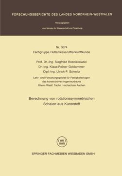 portada Berechnung von rotationssymmetrischen Schalen aus Kunststoff (Forschungsberichte des Landes Nordrhein-Westfalen) (German Edition)